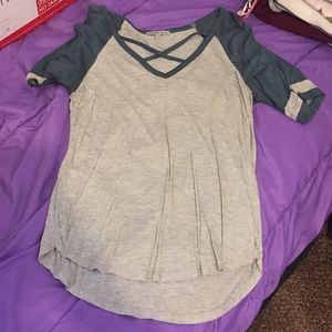 Gray/Blue strappy shirt